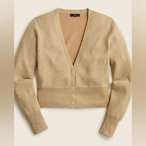 Merino wool metallic cropped cardigan sweater, J CREW